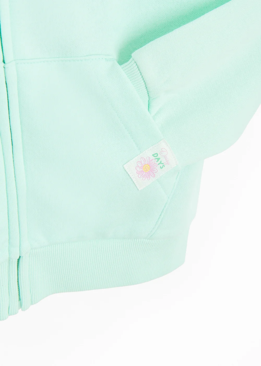 Cool Club Green Zip-Up Floral Detail Hoodie (3-8 yrs) - 7 Yrs Image 3