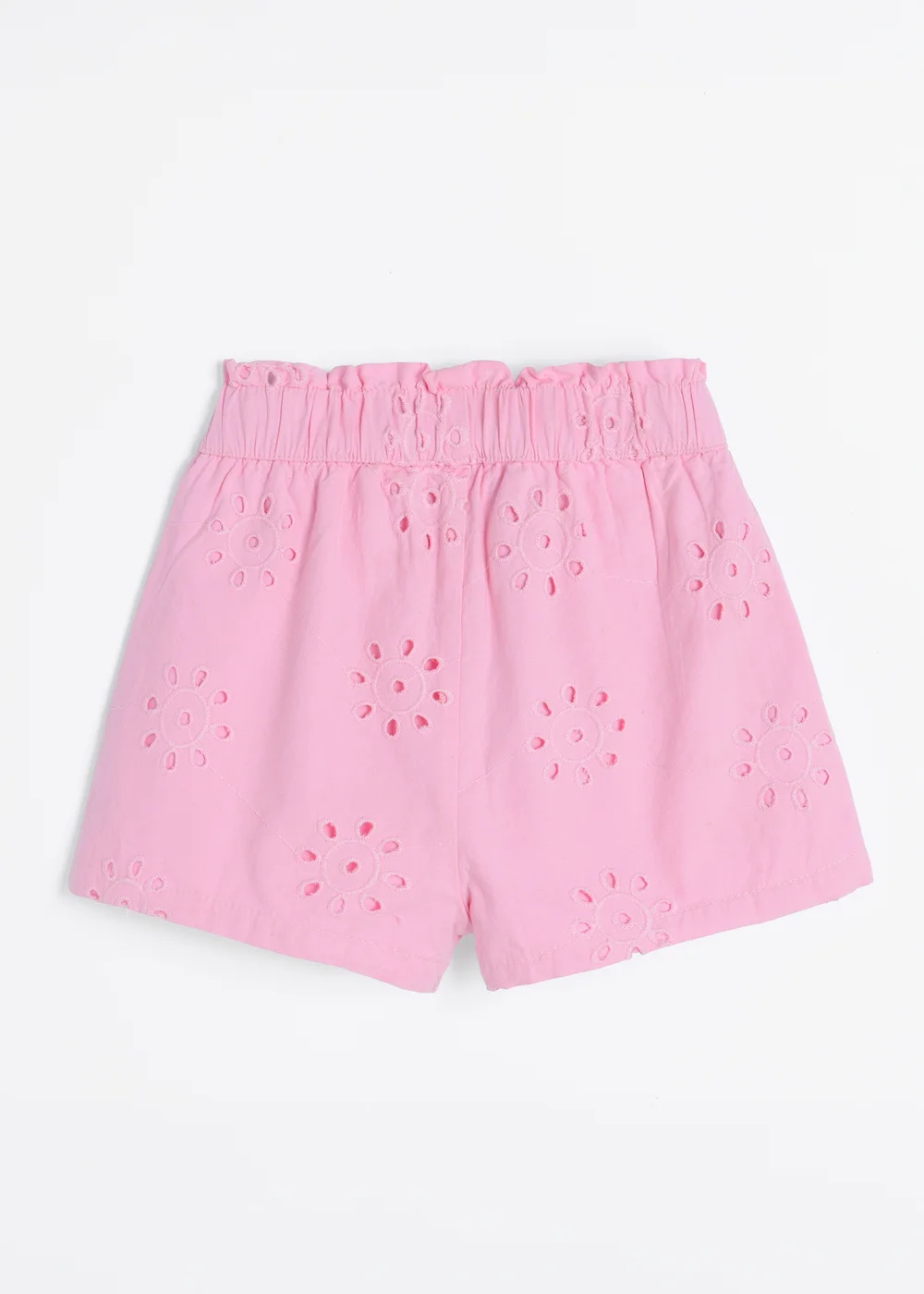 Cool Club Pale Pink Broderie Paper Bag Shorts with Elasticated Waist (3-8 yrs) - 3 Yrs Image 2