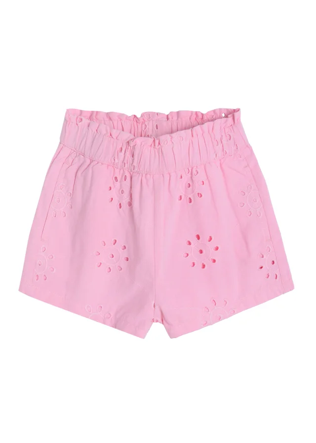 Cool Club Pale Pink Broderie Paper Bag Shorts with Elasticated Waist (3-8 yrs)