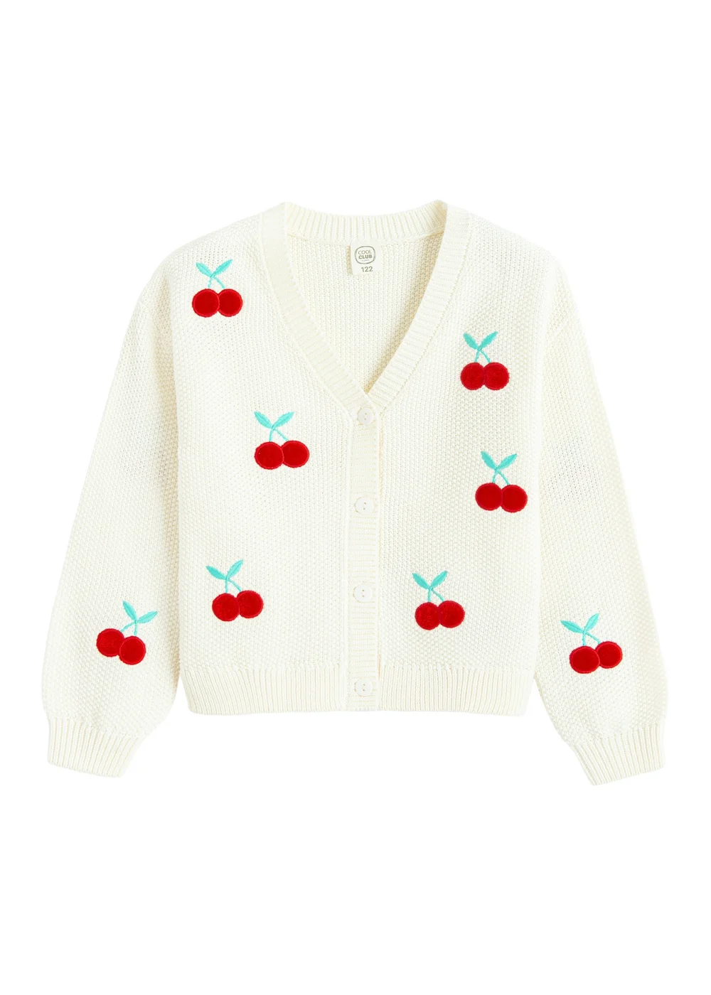 Cool Club White Cherry Embroidered Cardigan (3-8 yrs) - 6 Yrs Image 1