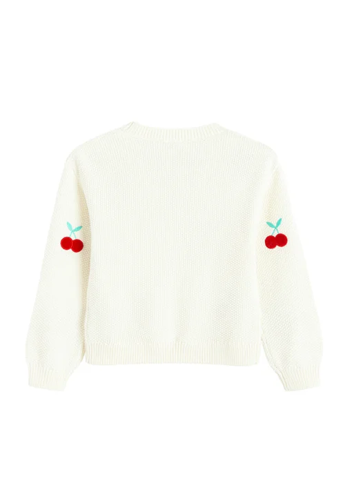 Cool Club White Cherry Embroidered Cardigan (3-8 yrs) - 6 Yrs Image 2