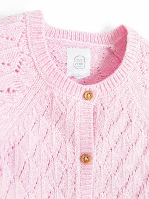 Cool Club Pink Open Knit Pastel Cardigan (3-8 yrs) - 4 Yrs Image 3
