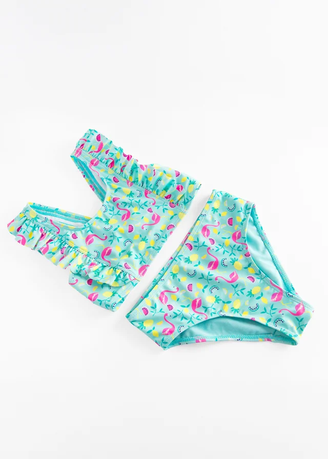 Cool Club Light Blue Flamingo and Lemon Frill Sleeve Bikini (3-8 yrs)