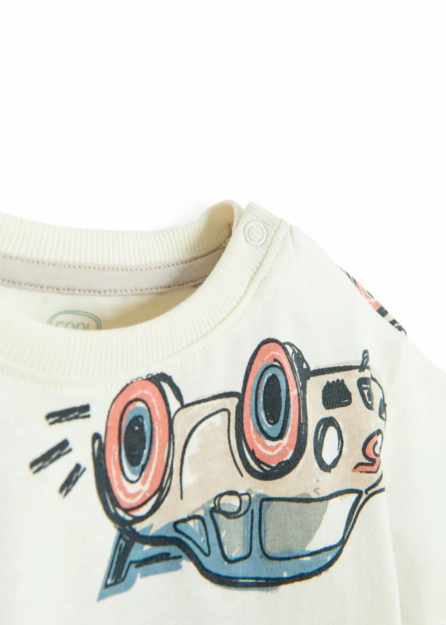 Cool Club White Short Sleeve Car Print T-Shirt (3-24 mnths)