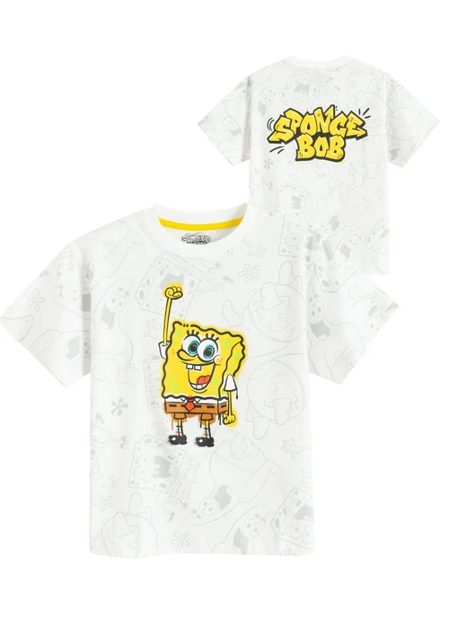 Cool Club White Spongebob Print Short Sleeve T-Shirt (3-8 yrs) - 7 Yrs Image 1