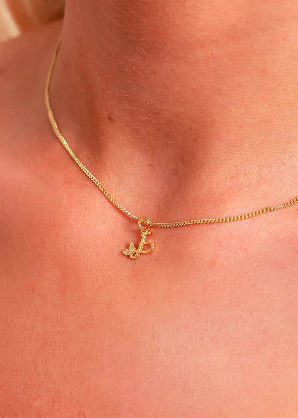 Say It With Yellow Gold Dainty Winged "A" Initial Charm Necklace - A Image 2