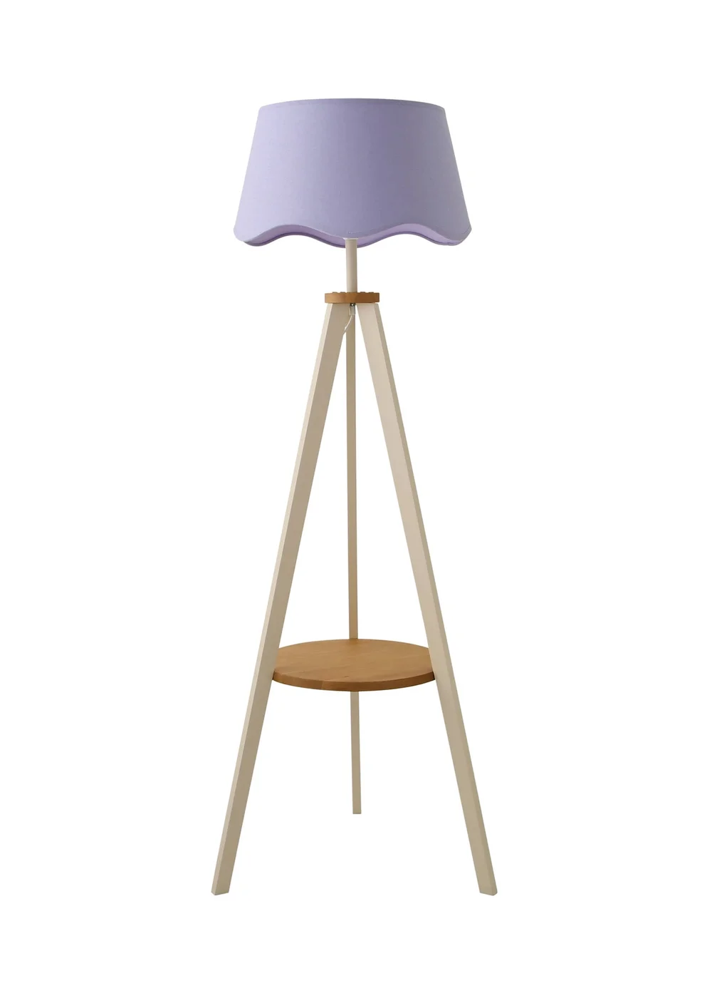 ValueLights Morrigan Shelf Floor Lamp Painted Cream with Lilac Scalloped Linen Shade - One Size Image 4