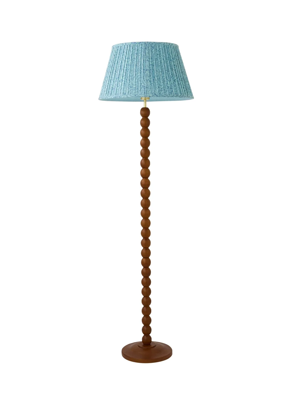 ValueLights Bobble Walnut Floor Lamp with Blue Leaf Pleated Shade - One Size Image 5