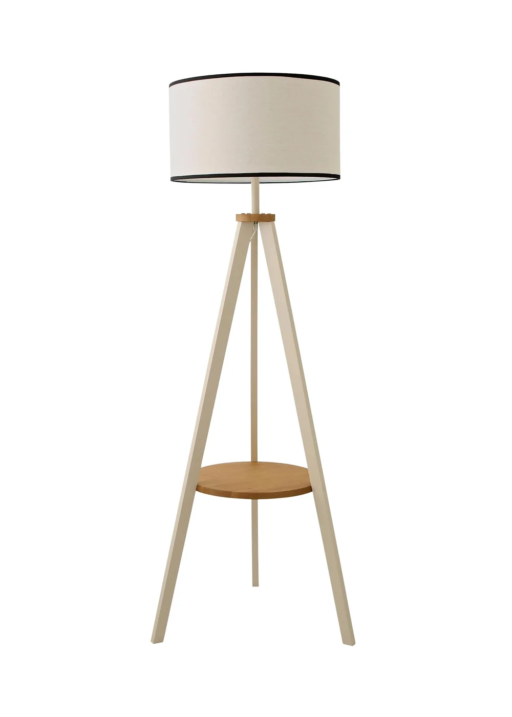 ValueLights Morrigan Cream Shelf Floor Lamp with Linen Black Trim Shade - One Size Image 5