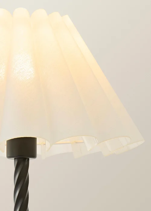 ValueLights Maura Twist Black Table Lamp with White Pleated Shade - One Size Image 4