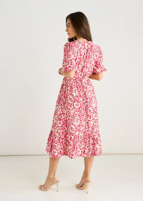 Gini London Red Paisly Print Elasticated Waist Midi Dress - 10 Image 2