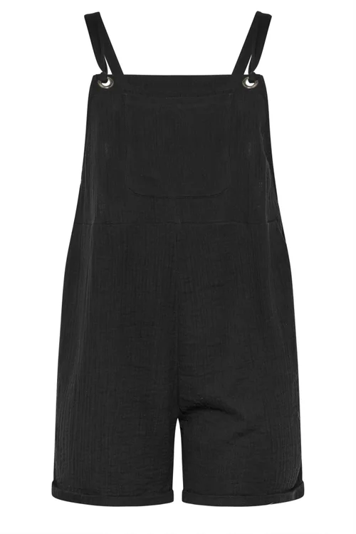 Yours Curve Black Short Dungarees - 18 Image 5