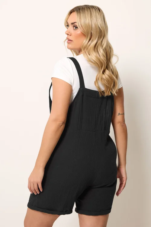 Yours Curve Black Short Dungarees - 18 Image 3