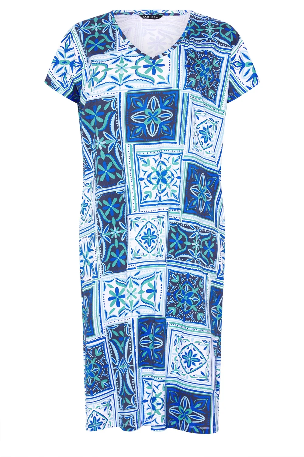 Yours Curve Blue Tile Print Midi Dress - 18 Image 5