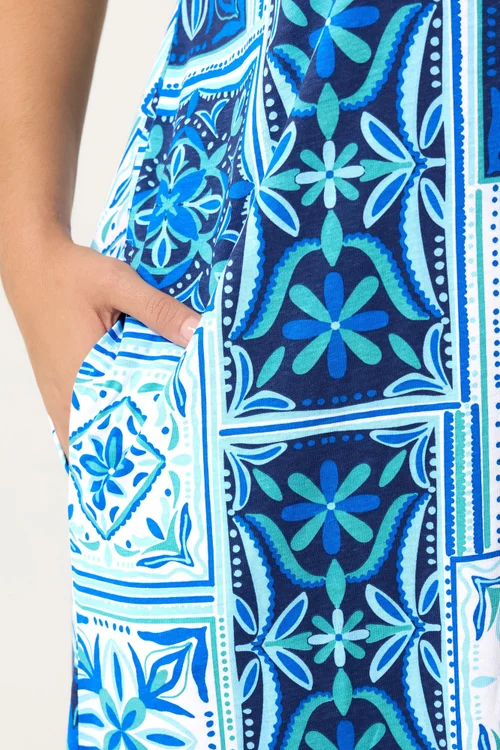 Yours Curve Blue Tile Print Midi Dress - 18 Image 4