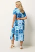 Yours Curve Blue Tile Print Midi Dress - 18 Image 3