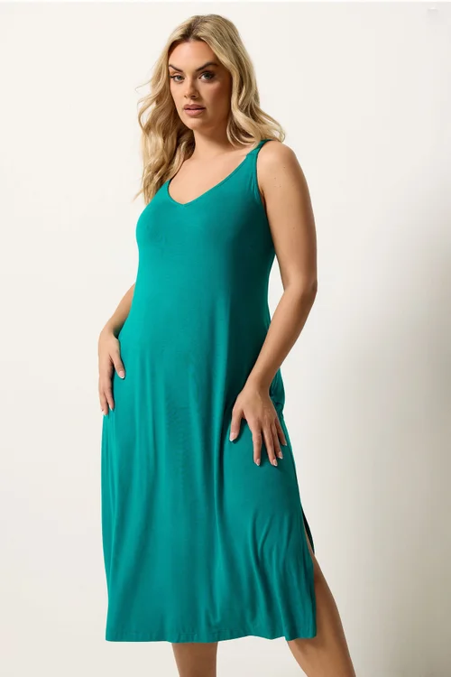 Yours Curve Teal Midi Dress - 22-24 Image 1