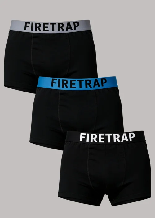 Firetrap Black 3 Pack Cotton Stretch Boxers With Logo Waistband - 2XL Image 1