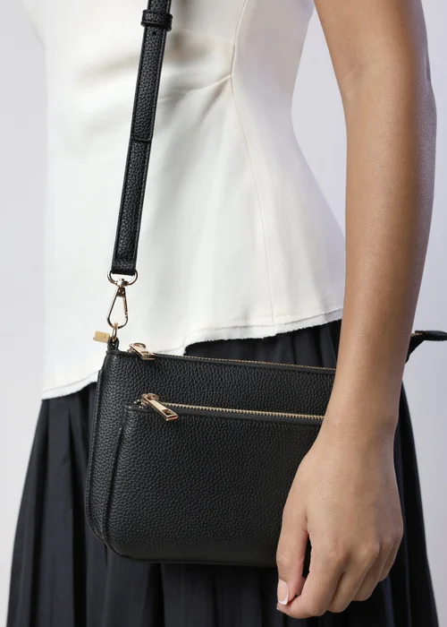 Where's That From Black Elani Small Double Zip Cross Body Bag - One Size Image 2