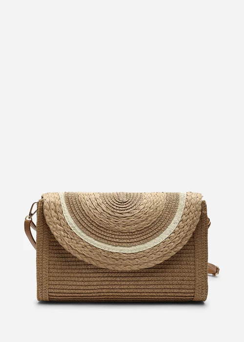 Where's That From Brown Alto Raffia Fold Over Clutch Bag - One Size Image 3