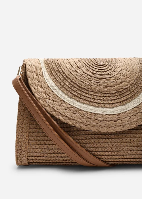 Where's That From Brown Alto Raffia Fold Over Clutch Bag - One Size Image 6