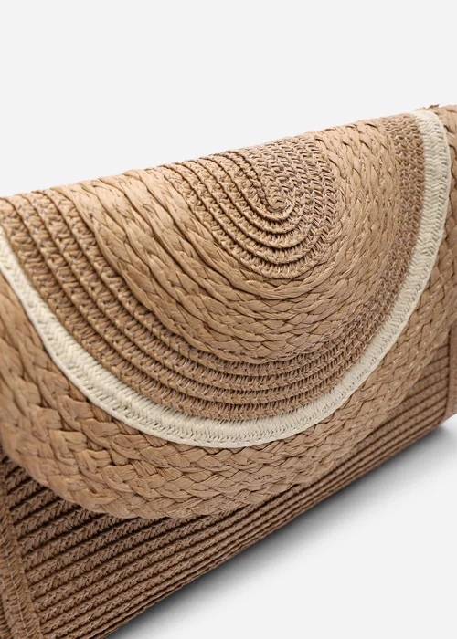 Where's That From Brown Alto Raffia Fold Over Clutch Bag - One Size Image 5