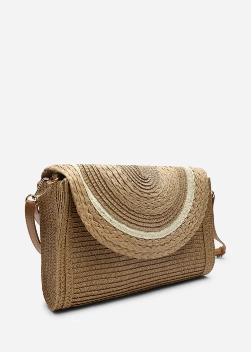 Where's That From Brown Alto Raffia Fold Over Clutch Bag - One Size Image 4