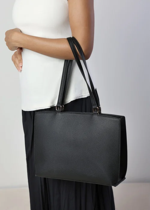 Where's That From Black Mariella Faux Leather Tote Bag - One Size Image 6