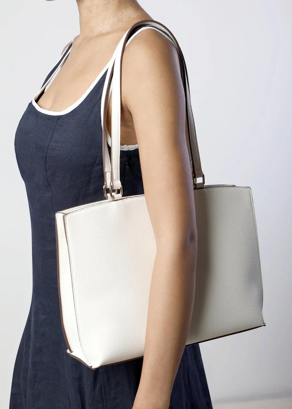 Where's That From Cream Mariella Faux Leather Tote Bag - One Size Image 6