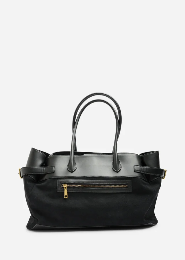 Where's That From Black Lyanna Buckled Tote Bag With Side Zip