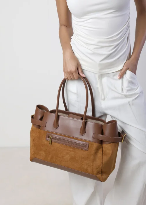 Where's That From Brown Lyanna Buckled Tote Bag With Side Zip - One Size Image 2