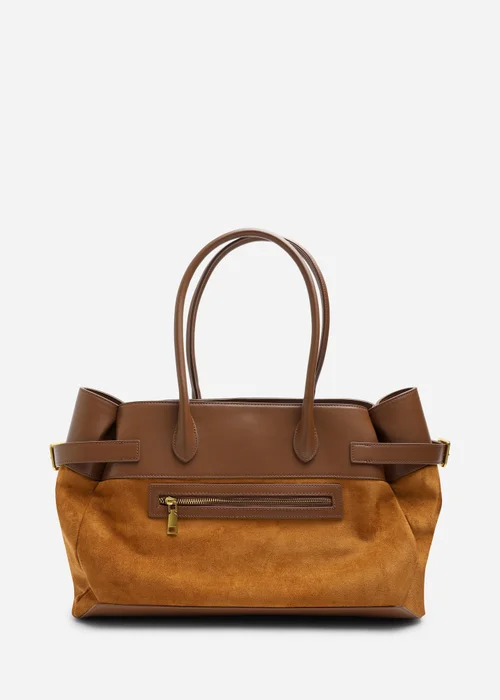 Where's That From Brown Lyanna Buckled Tote Bag With Side Zip - One Size Image 1