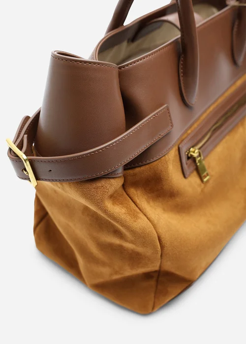 Where's That From Brown Lyanna Buckled Tote Bag With Side Zip - One Size Image 3