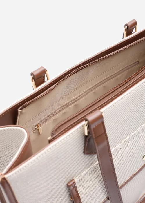Where's That From Brown Henley Canvas Shoulder Tote Bag - One Size Image 4