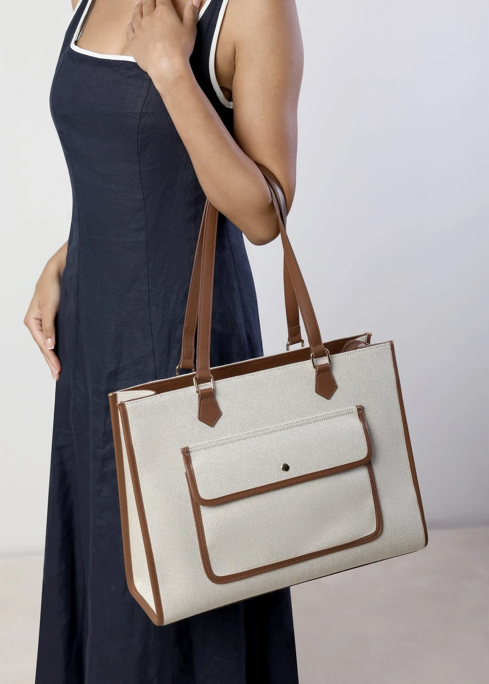 Where's That From Brown Henley Canvas Shoulder Tote Bag - One Size Image 6