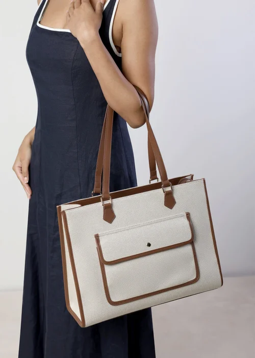 Where's That From Brown Henley Canvas Shoulder Tote Bag - One Size Image 6