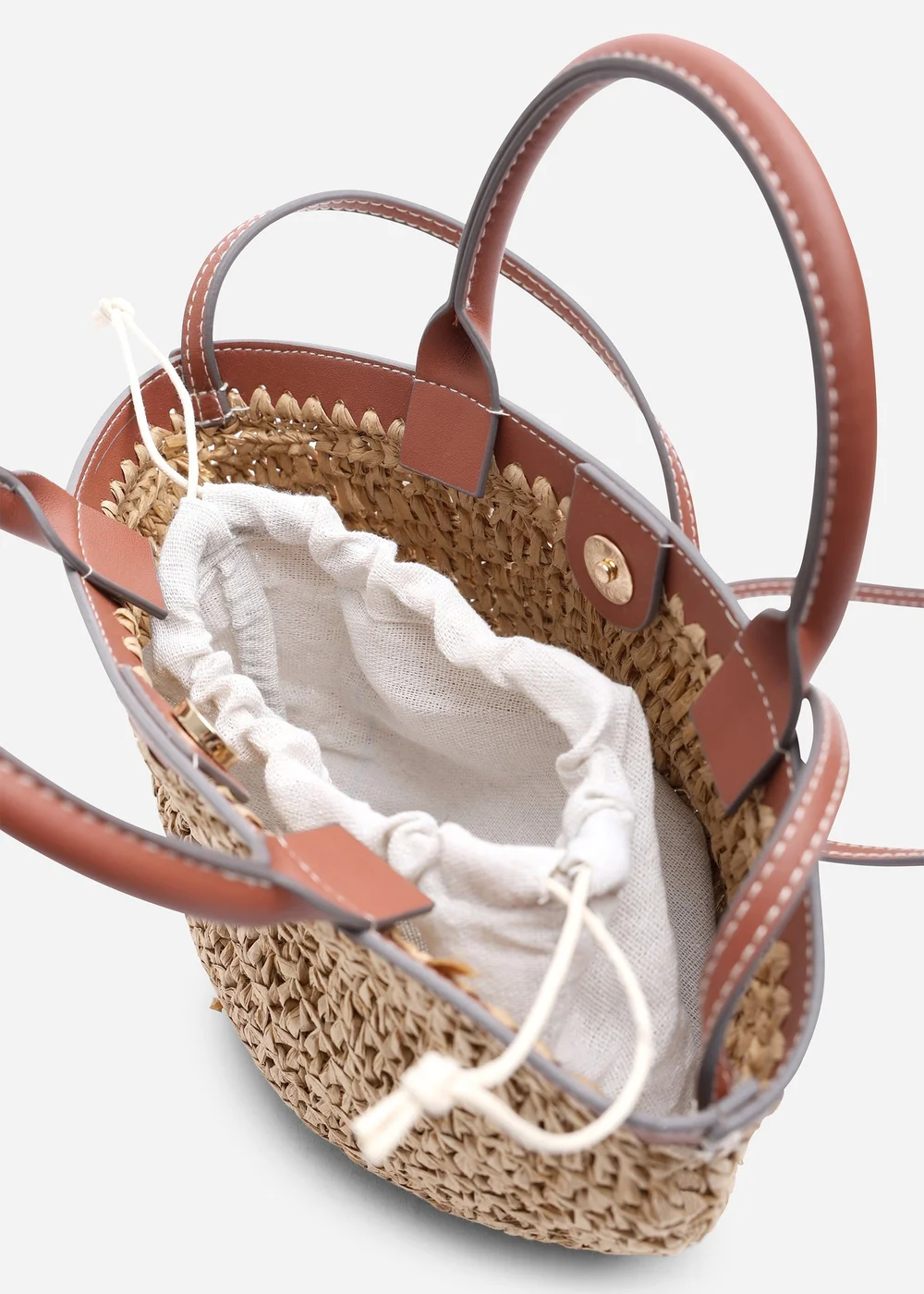 Where's That From Tan Jianna Woven Raffia Tote With Cross Body - One Size Image 3