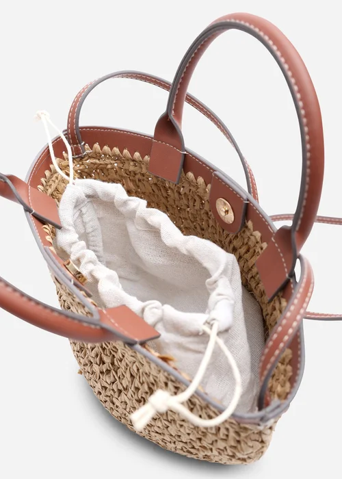 Where's That From Tan Jianna Woven Raffia Tote With Cross Body - One Size Image 3