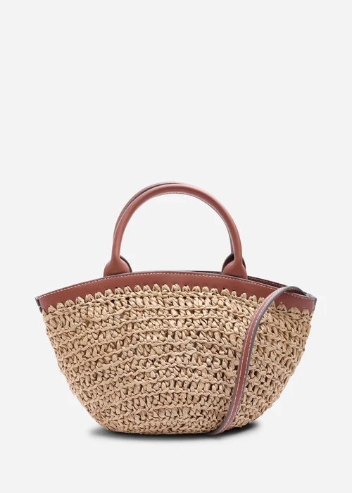 Where's That From Tan Jianna Woven Raffia Tote With Cross Body - One Size Image 1