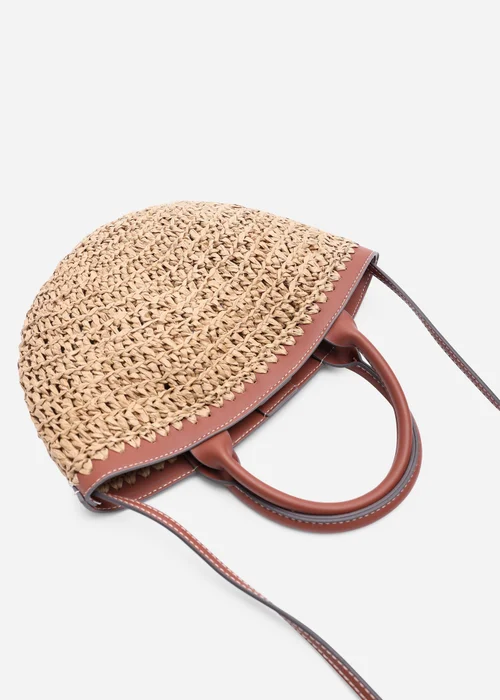 Where's That From Tan Jianna Woven Raffia Tote With Cross Body - One Size Image 4