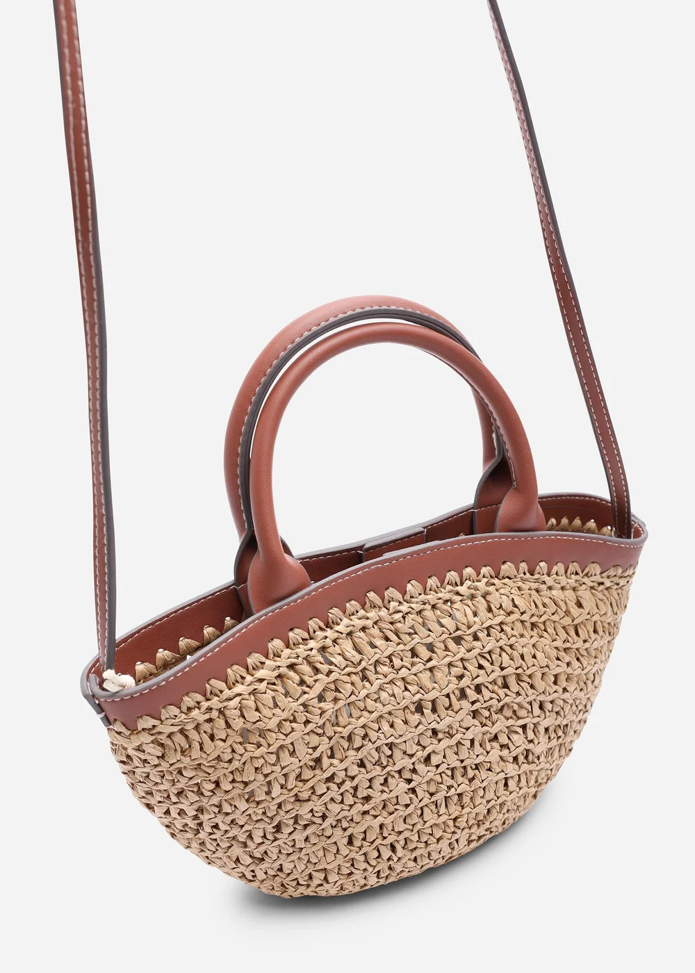 Where's That From Tan Jianna Woven Raffia Tote With Cross Body - One Size Image 2