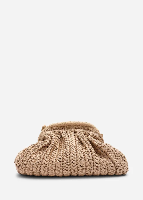 Where's That From Tan Naya Raffia Crochet Clutch - One Size Image 3