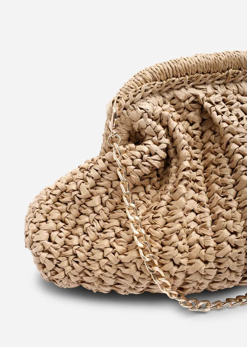 Where's That From Tan Naya Raffia Crochet Clutch - One Size Image 6