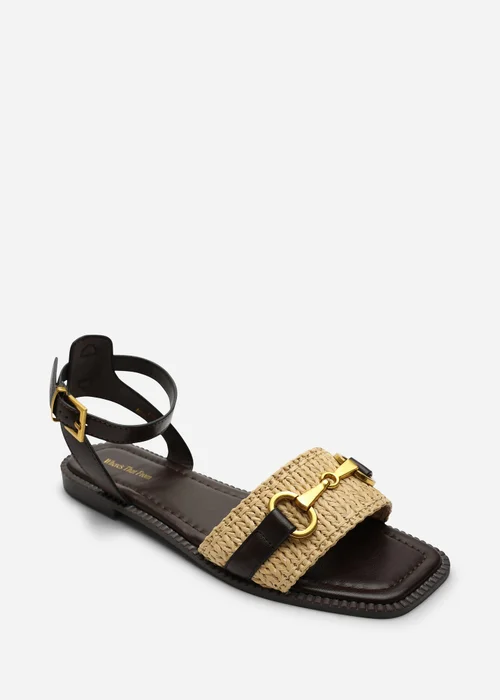 Where's That From Brown Catelyn PU Straw Detail Strap Sandals With Buckle Closure - 5 Image 4