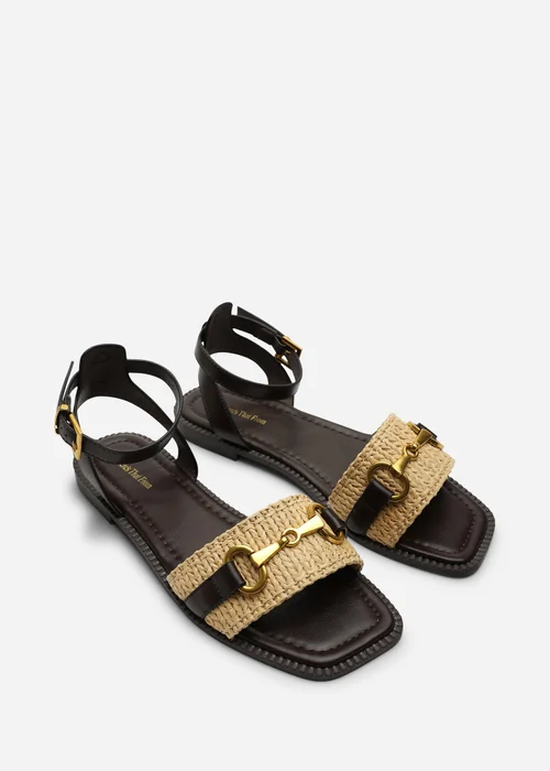 Where's That From Brown Catelyn PU Straw Detail Strap Sandals With Buckle Closure - 5 Image 5