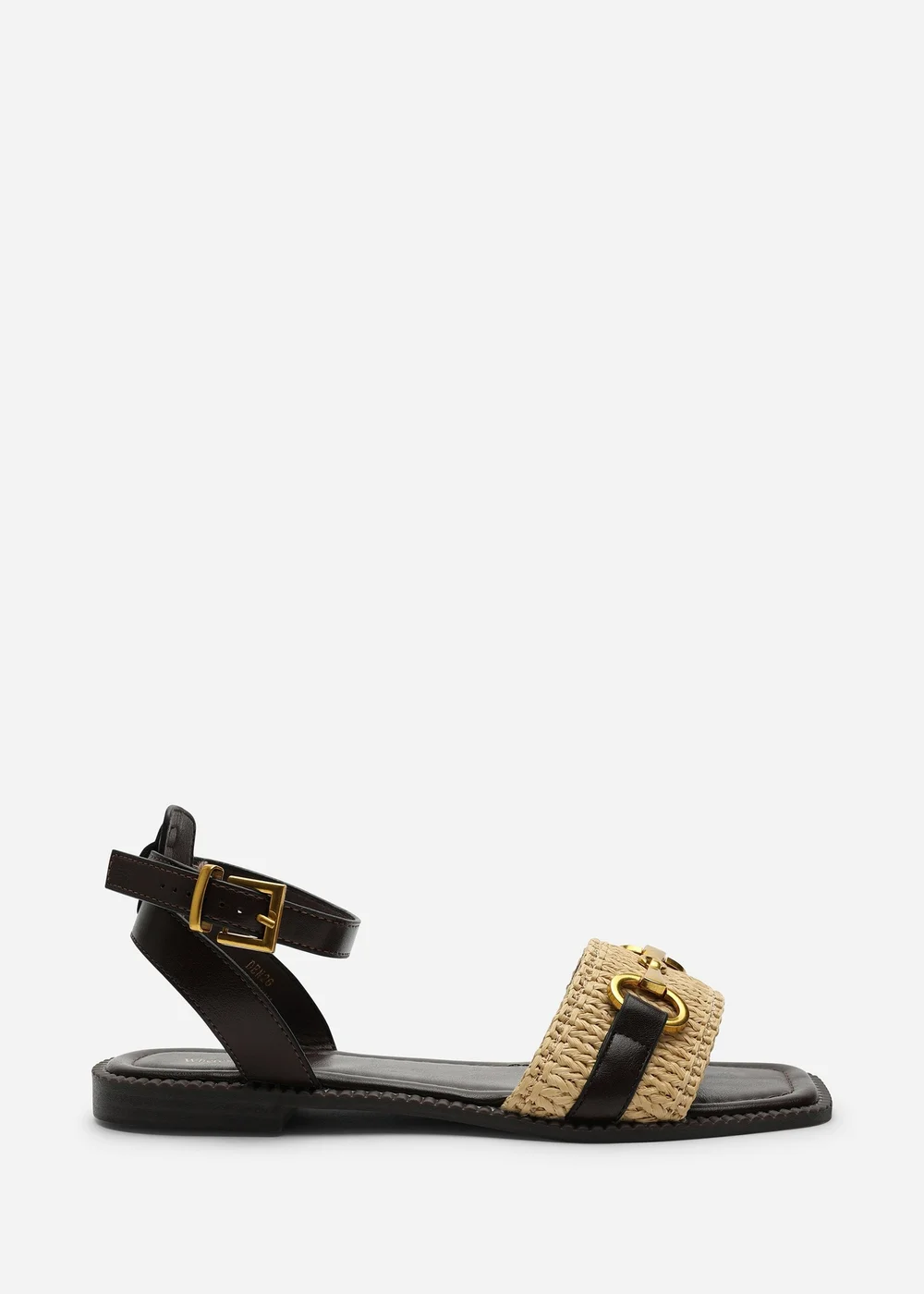 Where's That From Brown Catelyn PU Straw Detail Strap Sandals With Buckle Closure - 5 Image 3