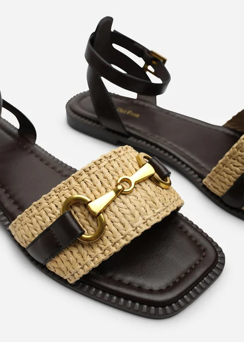 Where's That From Brown Catelyn PU Straw Detail Strap Sandals With Buckle Closure - 5 Image 6
