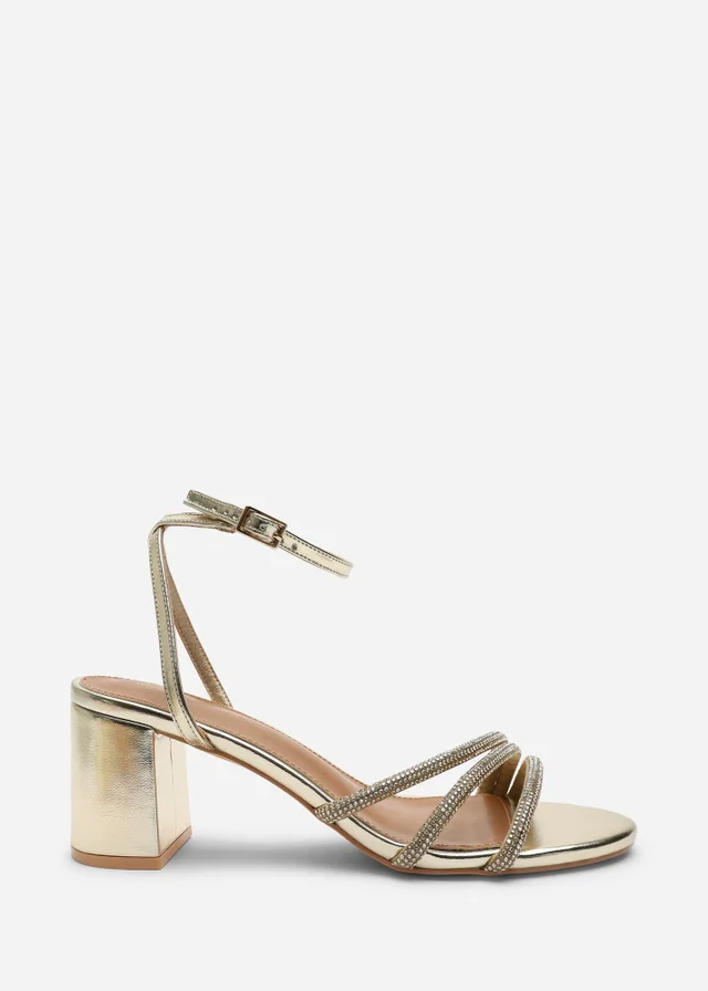 Where's That From Gold Khalani Diamante Strappy Heels