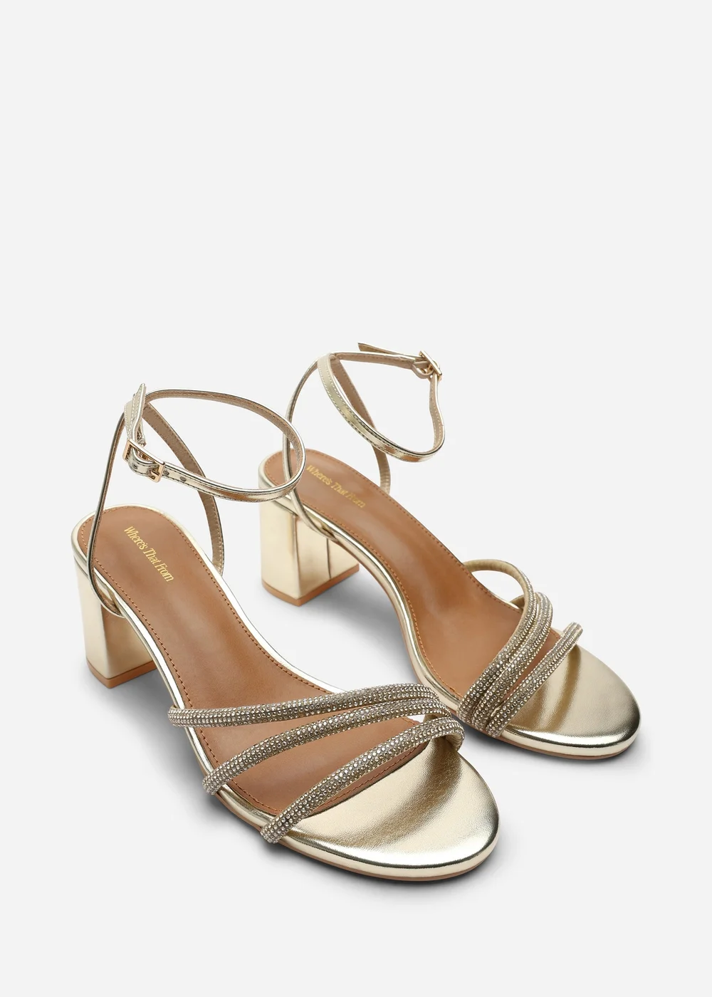Where's That From Gold Khalani Diamante Strappy Heels - 5 Image 4