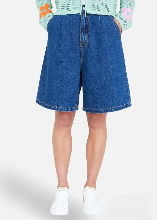 Yumi Blue Denim Wide Leg Shorts
